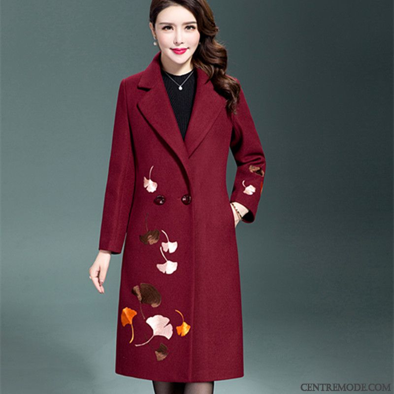 Trench En Laine Femme Tomate Vert Printanier, Manteau Long Femme Solde Pas Cher