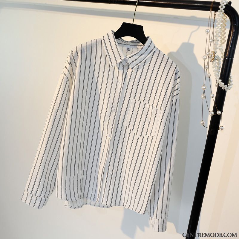 Tunique Femme Manches Longues Soldes, Chemisier Blanc Pour Femme Or Blanc