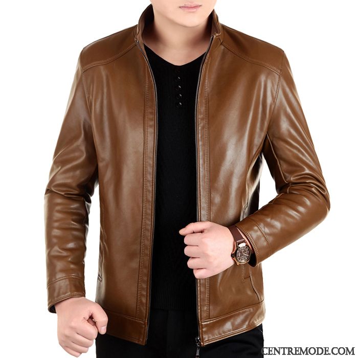 Vente Blouson Cuir, Blouson Cuir Marron Homme Vert Pâle Rouge