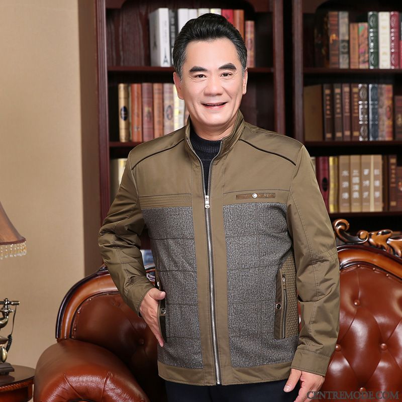 Veste Blazer Cuir Homme, Veste Col Montant Homme Kaki Vin Rouge