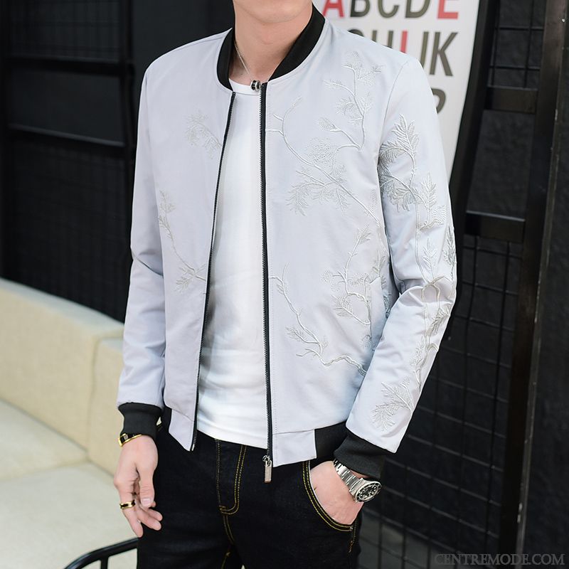 Veste Blazer Pas Cher Homme, Blouson Homme Pas Cher Gris Fumé Motor City