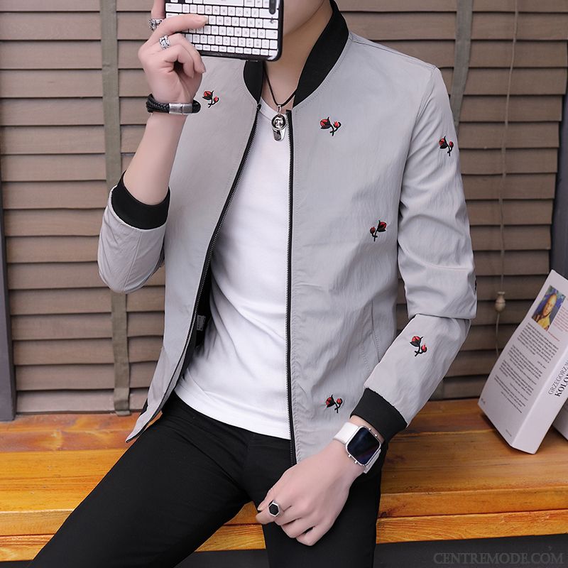 Veste Blazer Pas Cher Homme, Blouson Homme Pas Cher Gris Fumé Motor City