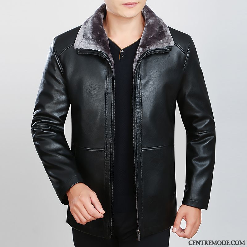 Veste Courte Cuir Homme Noir Rose Choquant, Cuir Homme Blouson Soldes