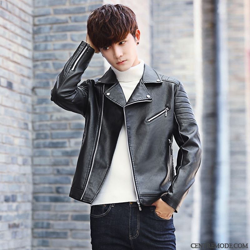Veste Cuir Homme Mode, Magasin De Blouson En Cuir Ambre Blanc Neigeux