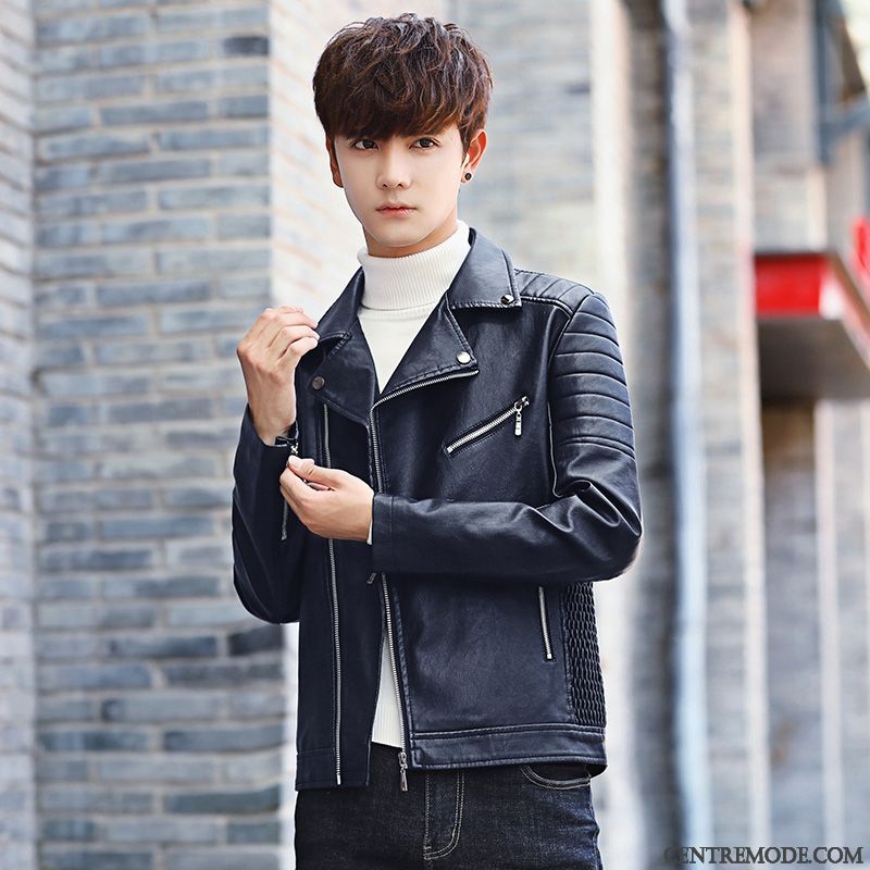 Veste Cuir Homme Mode, Magasin De Blouson En Cuir Ambre Blanc Neigeux