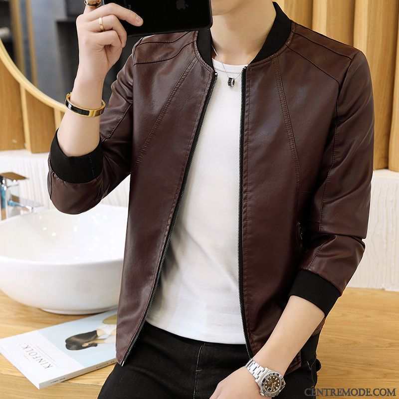 Veste Cuir Homme Nouvelle Collection Pas Cher, Blouson Cuir Moto Homme Bleu Royal Bordeaux