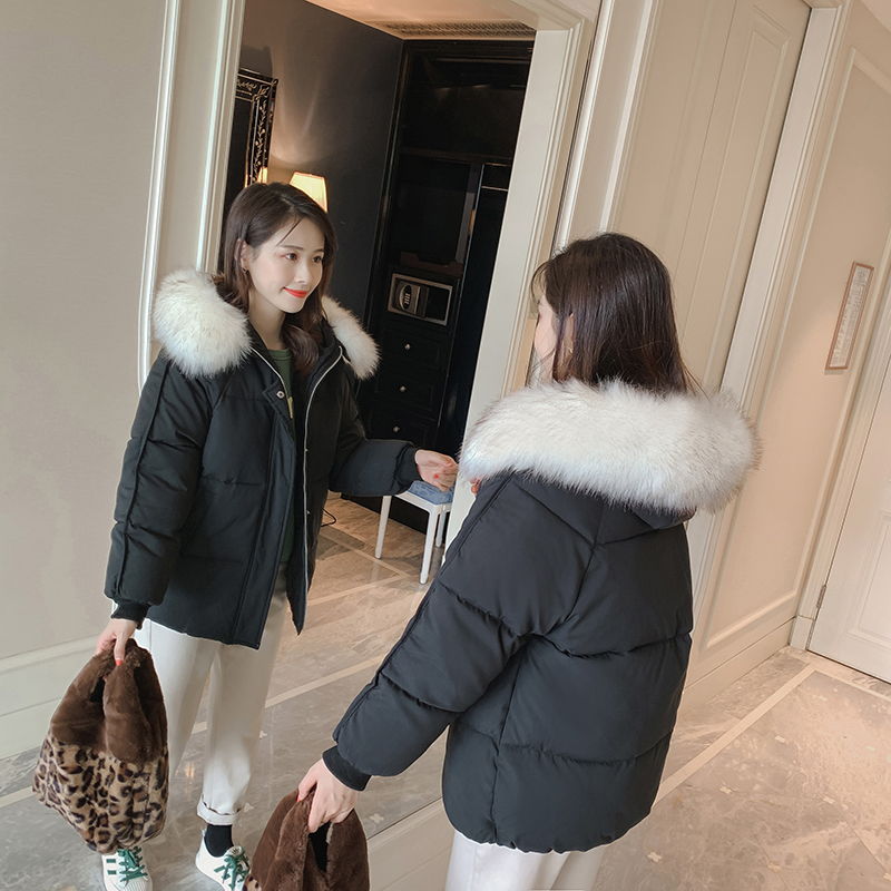 Veste En Coton Femme Anti-saison Hiver Étudiant Manteau Matelassée Tendance Noir