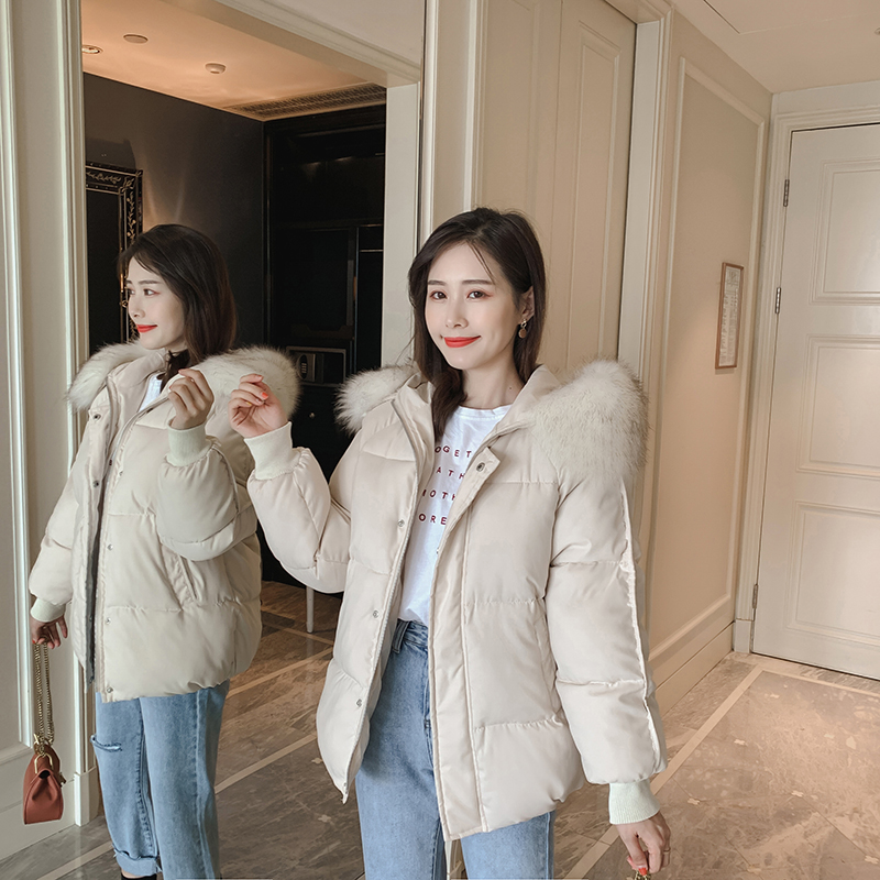 Veste En Coton Femme Anti-saison Hiver Étudiant Manteau Matelassée Tendance Noir