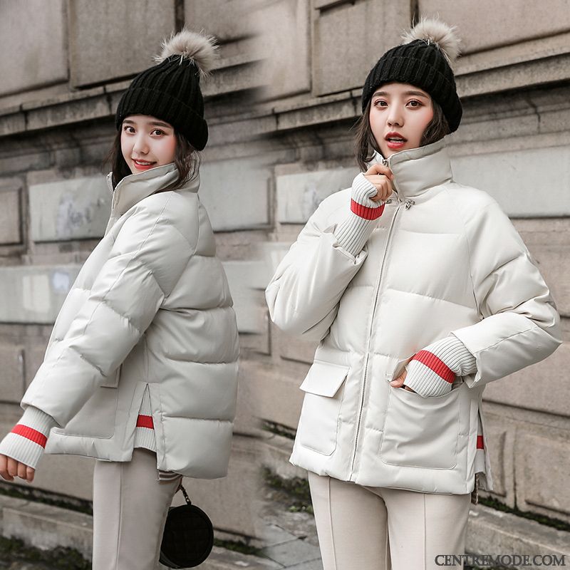 Veste En Coton Femme Chauds Simple Vêtements Matelassé Longues Épaissir Hiver Blanc