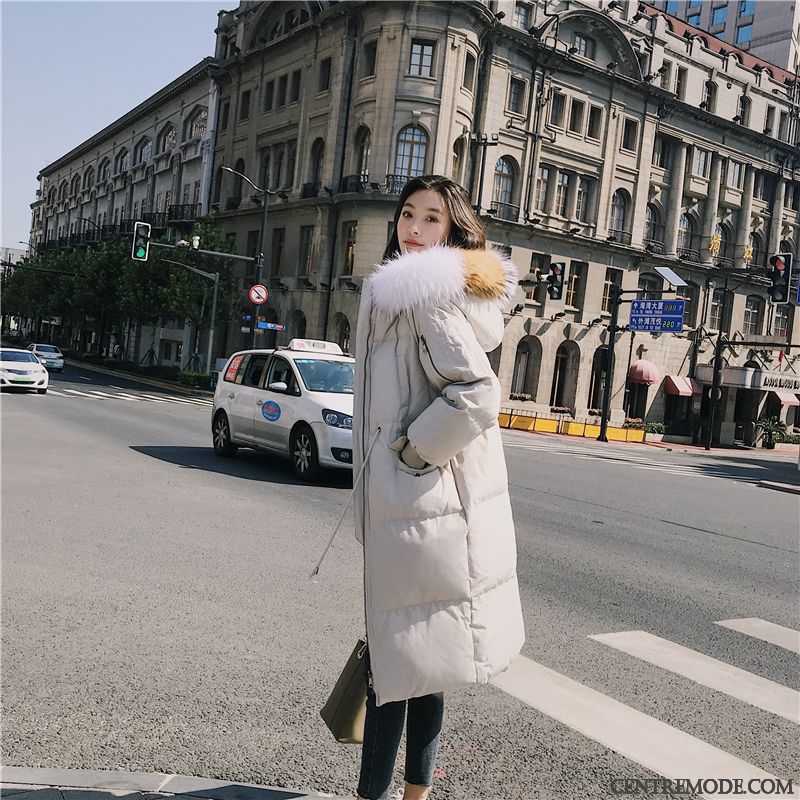 Veste En Coton Femme Hiver Vêtements Matelassé Tendance Longue Fourrure Duvet Matelassée Coloré Blanc