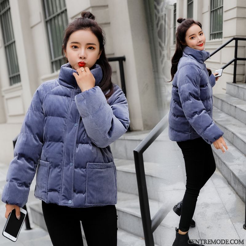 Veste En Coton Femme Longue Épaissir Vêtements Matelassé Mode Confortable Chauds Bleu Gris