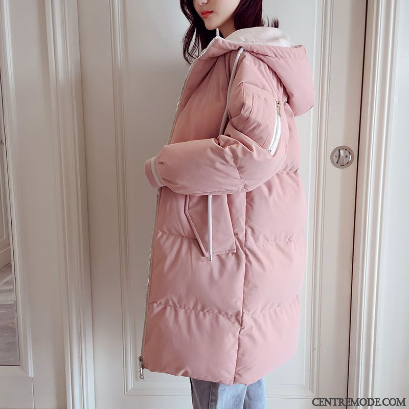 Veste En Coton Femme Matelassée Vêtements D'hiver Longue Vêtements Matelassé Manteau Baggy Rose