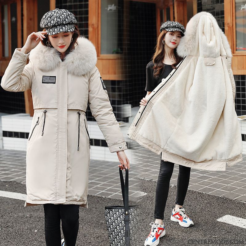 Veste En Coton Femme Mode Tendance Capuche Élégant Longue L'automne Blanc