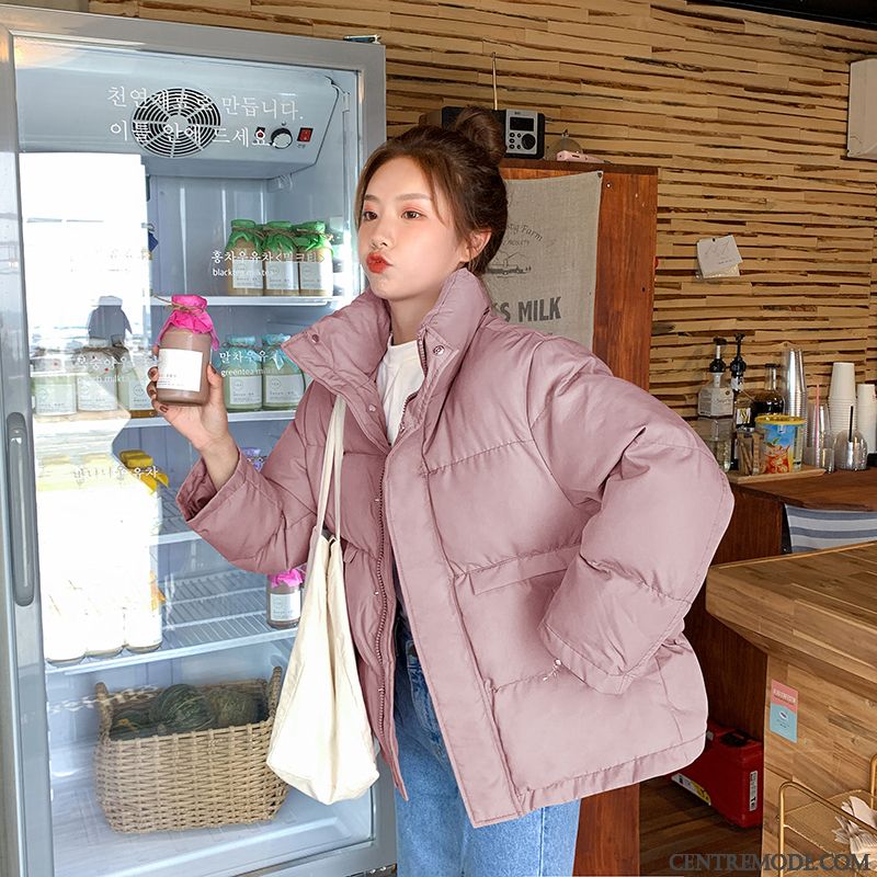 Veste En Coton Femme Vêtements D'hiver Style Chaud Baggy Matelassée Court Violet