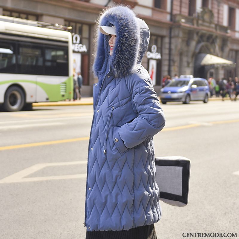 Veste En Coton Femme Élégant Longue Confortable Longues L'automne Tendance Bleu