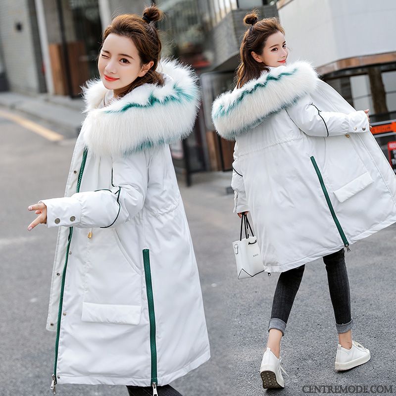 Veste En Coton Femme Épaissir Chauds Confortable Longues Mode Vêtements Matelassé Blanc