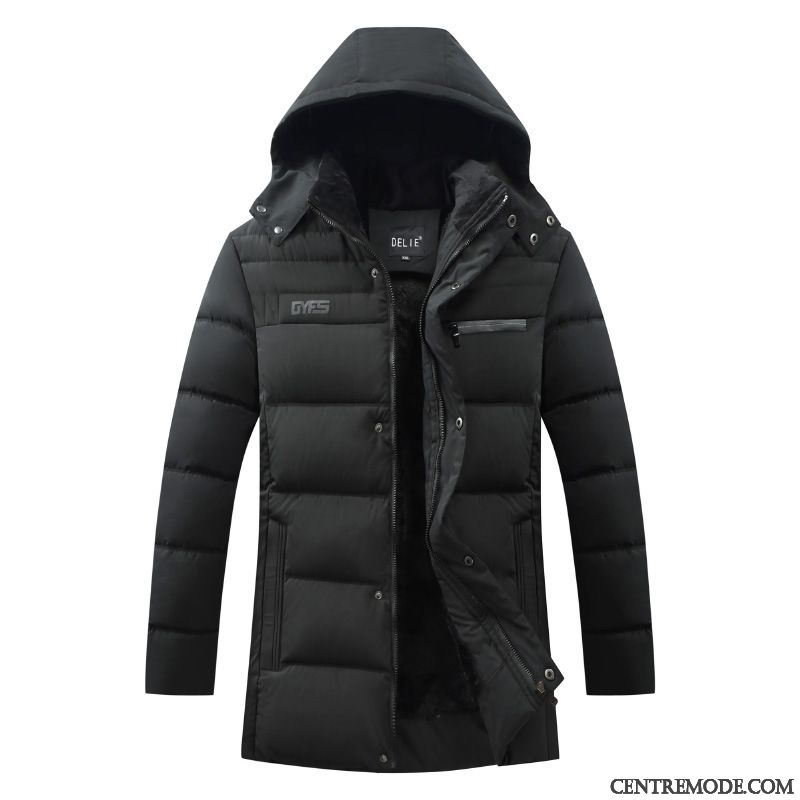 Veste En Coton Homme Baggy Décontractée Fermeture Éclair Manteau Vêtements Matelassé Plus De Velours Noir