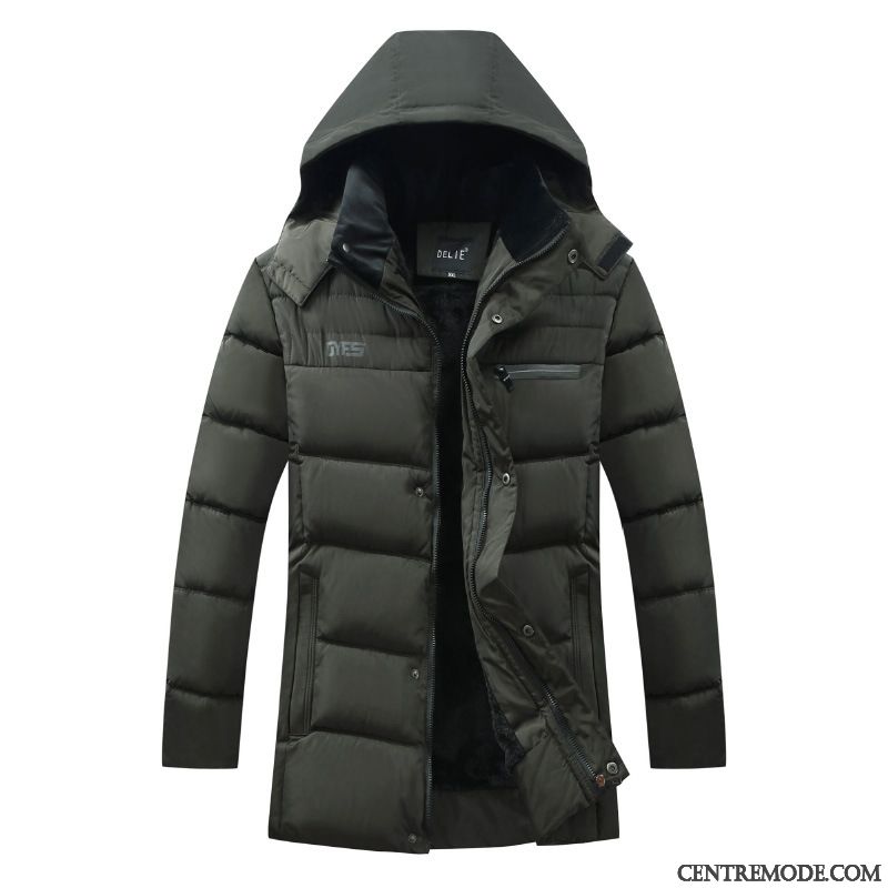 Veste En Coton Homme Baggy Décontractée Fermeture Éclair Manteau Vêtements Matelassé Plus De Velours Noir