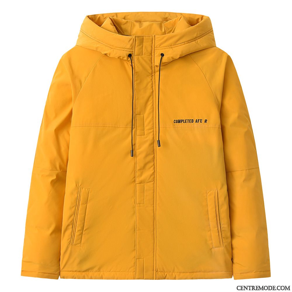 Veste En Coton Homme Décontractée Jeunesse Hiver Une Veste Vêtements Matelassé Tendance Jaune