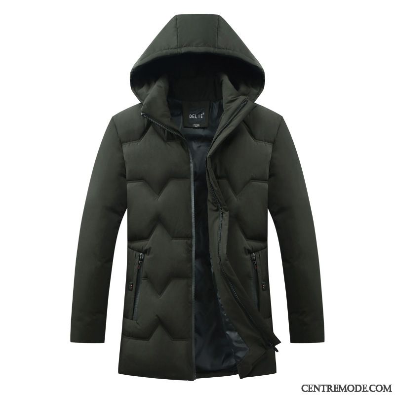 Veste En Coton Homme Hiver Épaissir Manteau Capuche Grande Taille Vêtements Matelassé Vert