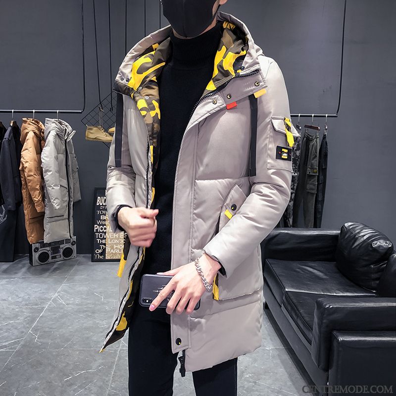 Veste En Coton Homme Matelassée Manteau Personnalité Vêtements Matelassé Beau Hiver Jaune