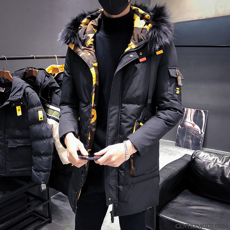 Veste En Coton Homme Matelassée Manteau Personnalité Vêtements Matelassé Beau Hiver Jaune