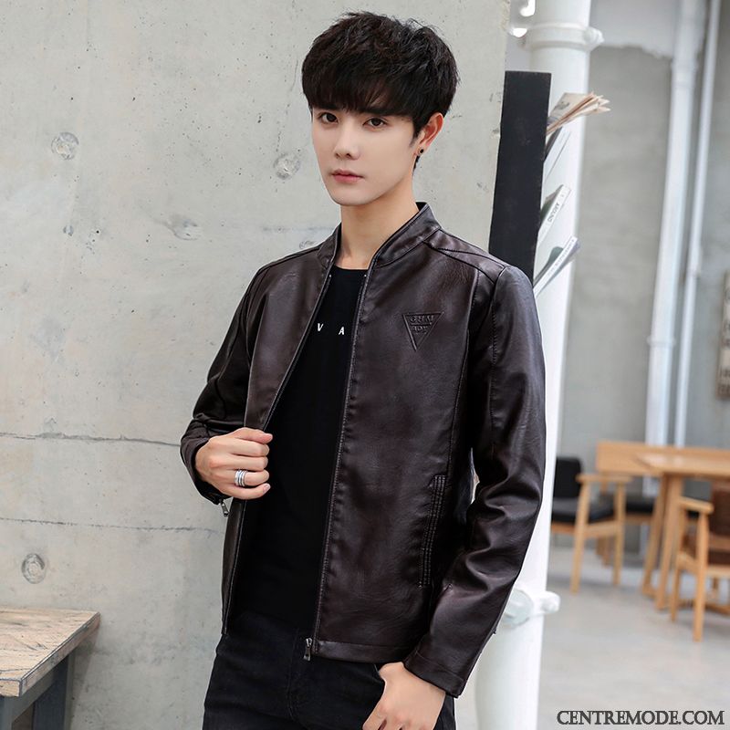 Veste En Cuir Pas Cher, Veste Gilet En Cuir Homme Chocolat Marron