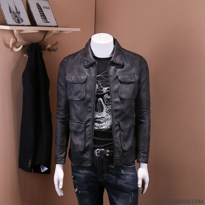 Veste En Cuir Pour Homme En Ligne, Blouson De Motard En Cuir Rose Beige