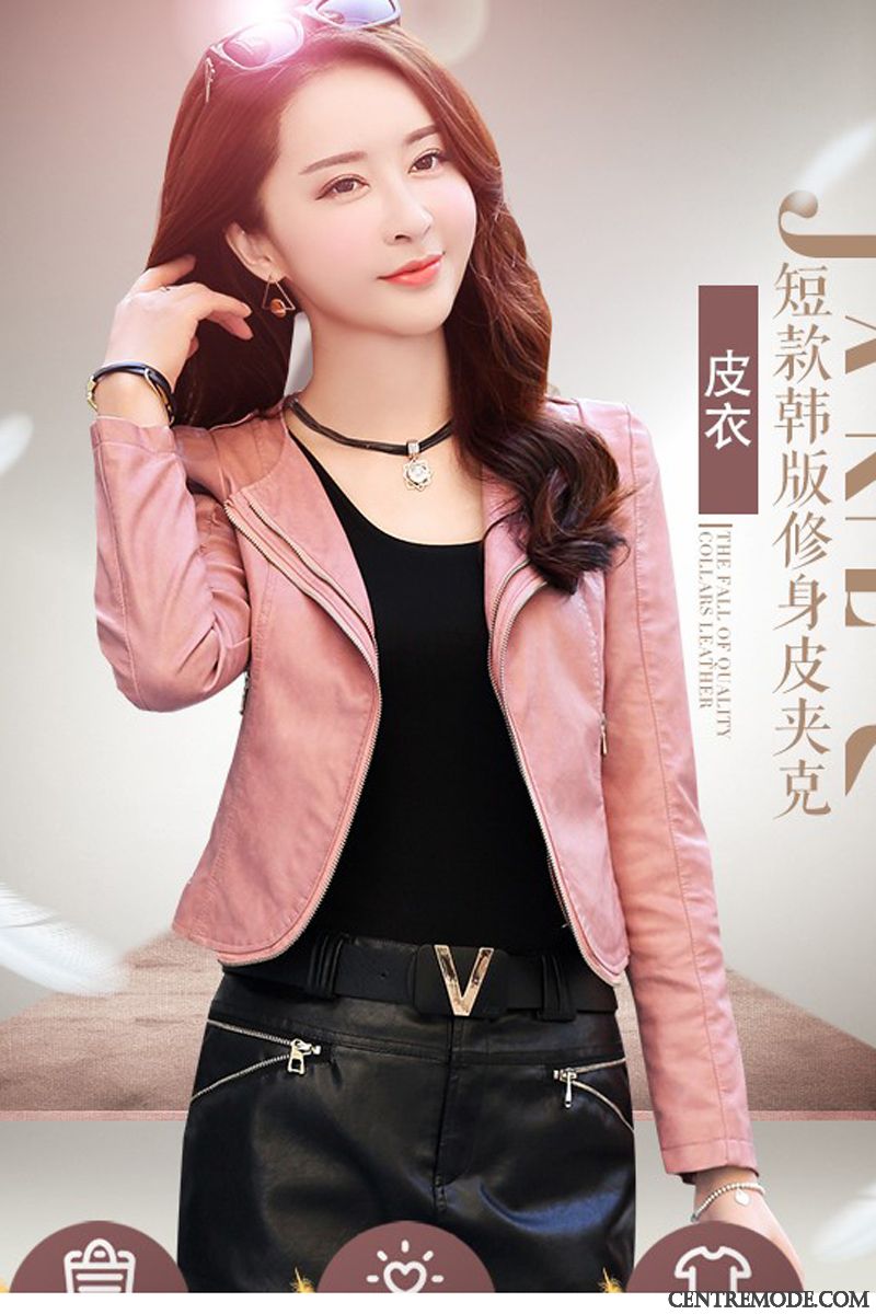 Veste En Jean Femme Sans Col Rose Saumon Kaki, Veste Courte Matelassée Femme