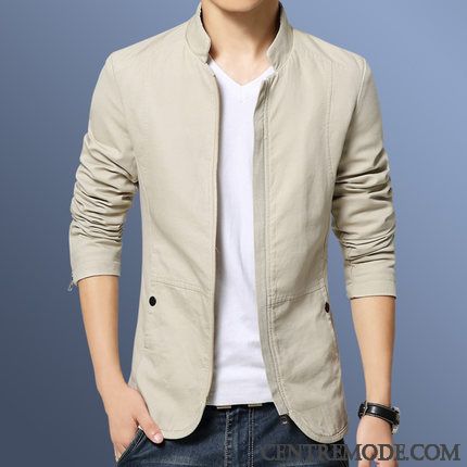 Veste Marron Homme, Manteau Homme Printemps Poudre Bleue Vert D'eau