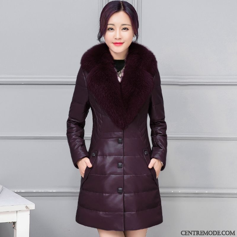 Veste Matelassée Femme Cuir Vin Rouge Sarcelle, Veste Femme En Cuir Pas Cher