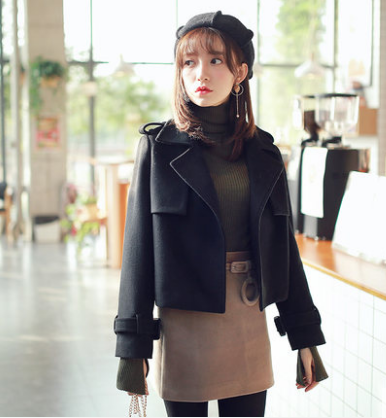 Veste Noir Femme Cintré Pas Cher Soldes, Manteau Hiver Long Femme Tout Blanc Gris Fumé