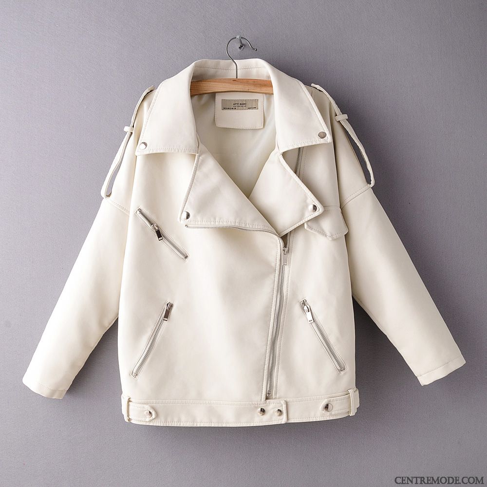 Vestes En Cuir Femme Manteau Mode Slim Mince L'automne Vêtements Moto Rose