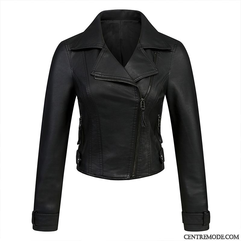 Vestes En Cuir Femme Manteau Veste En Cuir Slim L'automne Printemps Vêtements Moto Rose