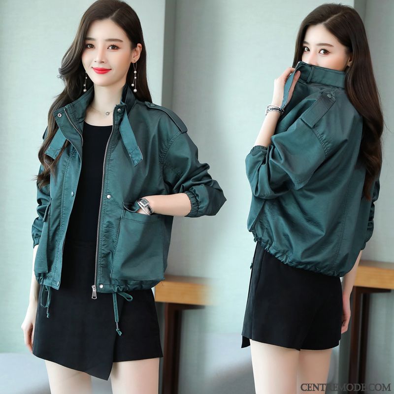 Vestes En Cuir Femme Une Veste Tendance Printemps Baggy L'automne Veste En Cuir Rouge Vert