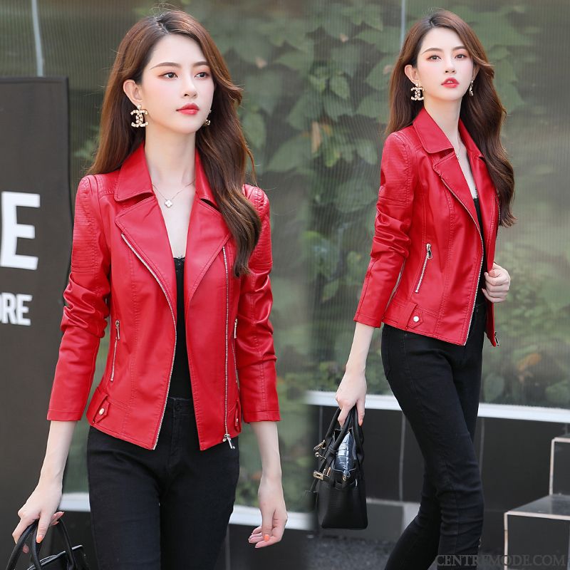 Vestes En Cuir Femme Veste En Cuir Confortable Tendance Tempérament L'automne Slim