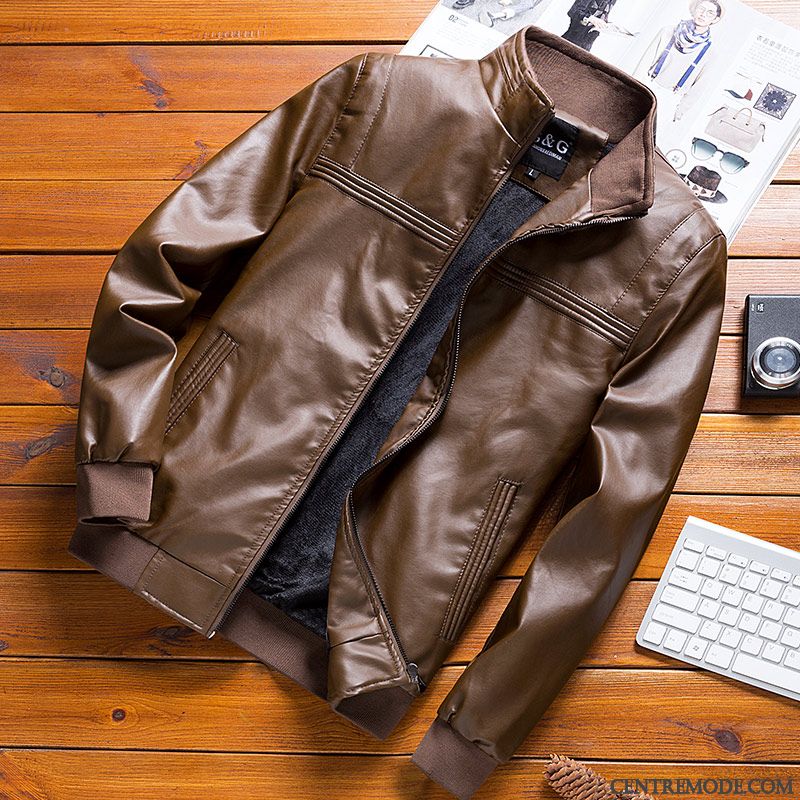 Vestes En Cuir Homme Hiver Tendance Slim Locomotive Beau L'automne Noir