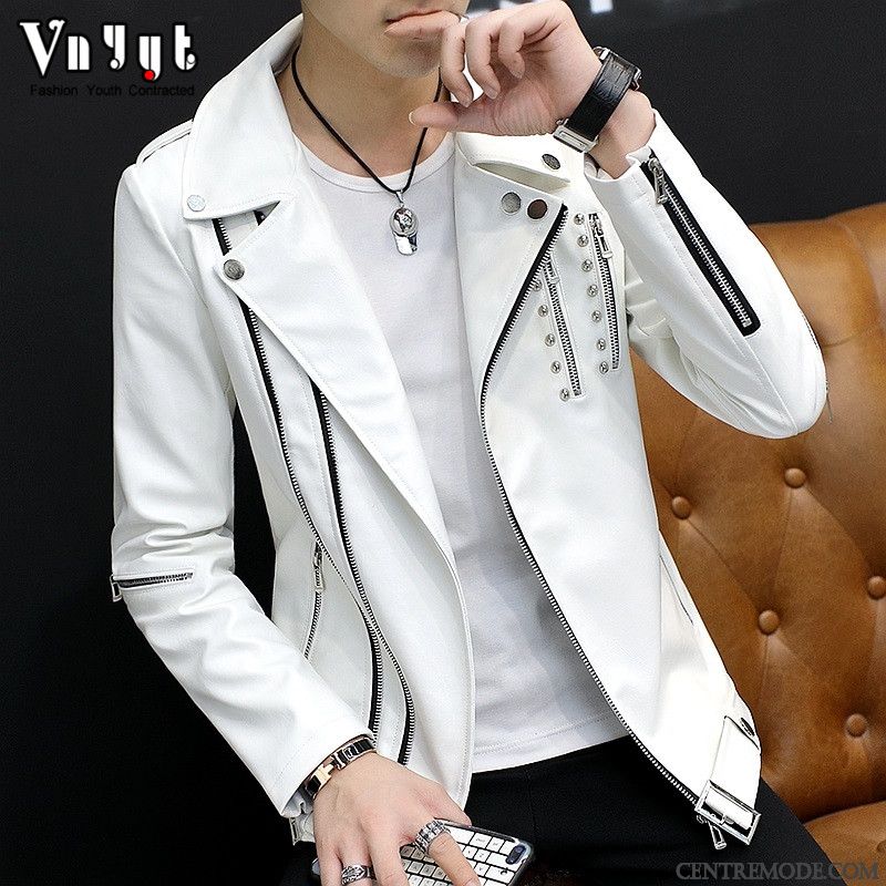 Vestes En Cuir Homme Vêtements Moto Manteau Beau Épaissir Veste En Cuir Personnalité Noir