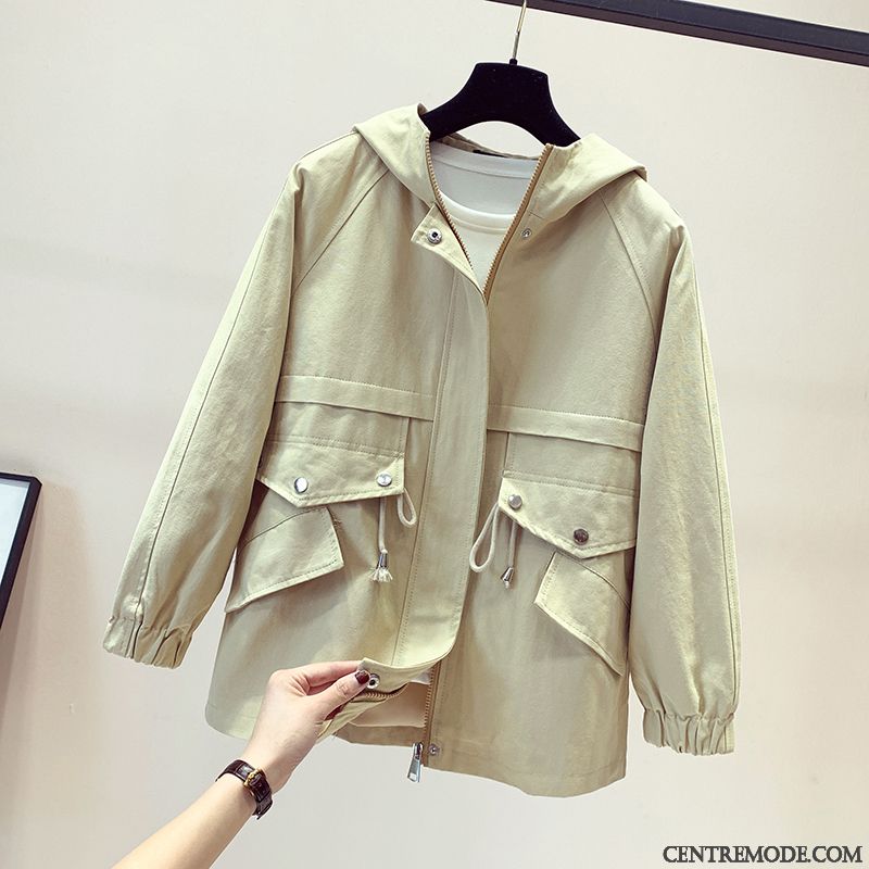 Vestes Femme Baggy Manteau L'automne Capuche Décontractée Une Veste Vert