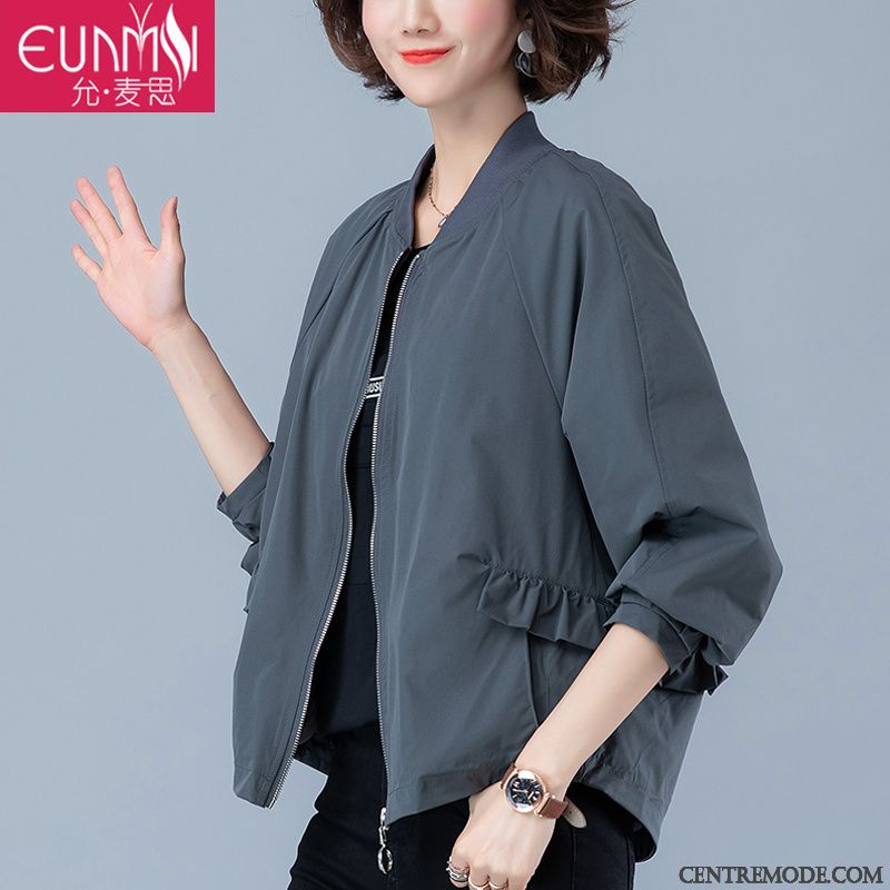 Vestes Femme Baggy Manteau Légère Court Kaki Décontractée