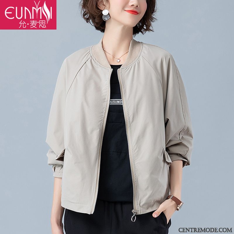 Vestes Femme Baggy Manteau Légère Court Kaki Décontractée