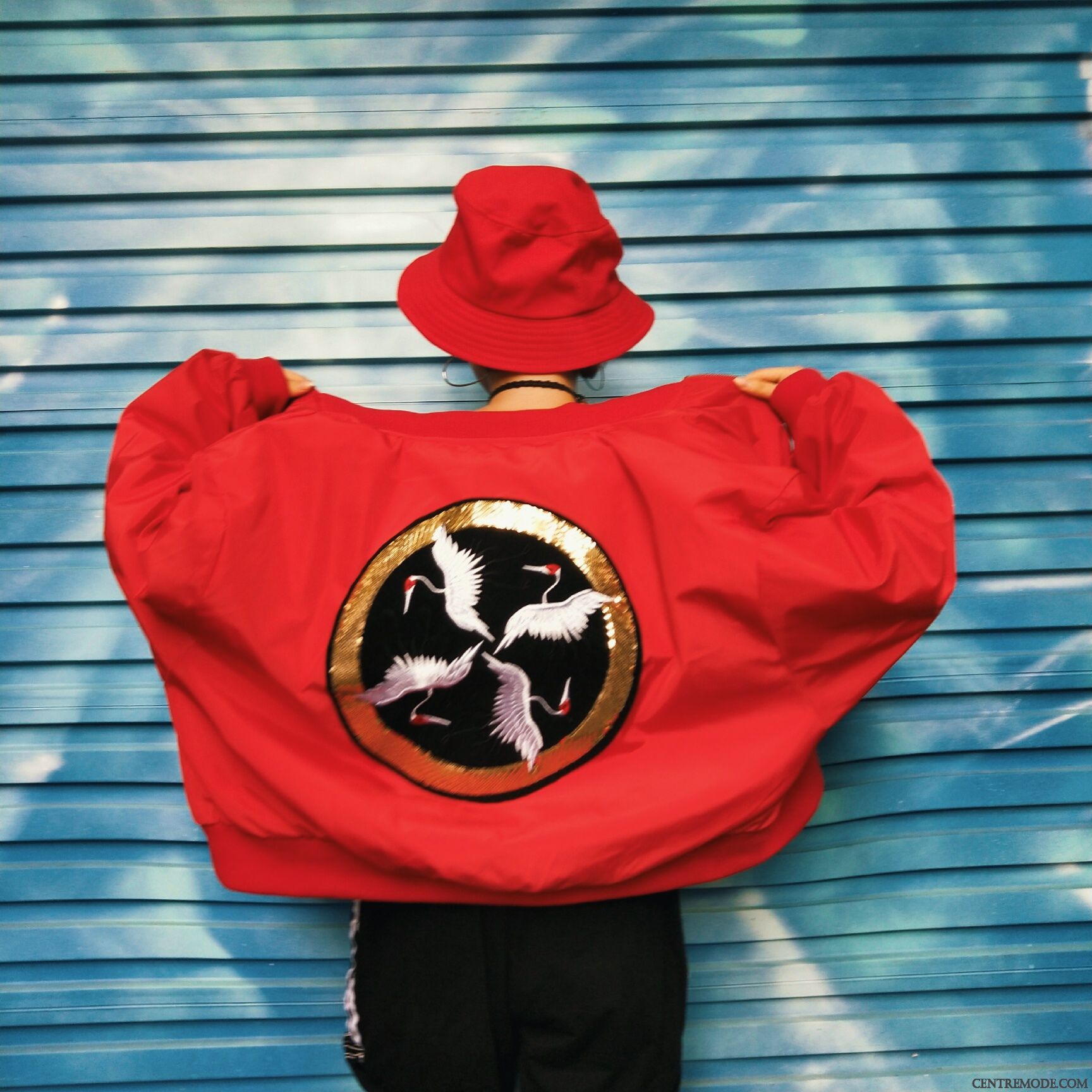 Vestes Femme Capuche Baggy Manteau Court L'automne Vêtements De Baseball Couleurs Mixtes Rouge