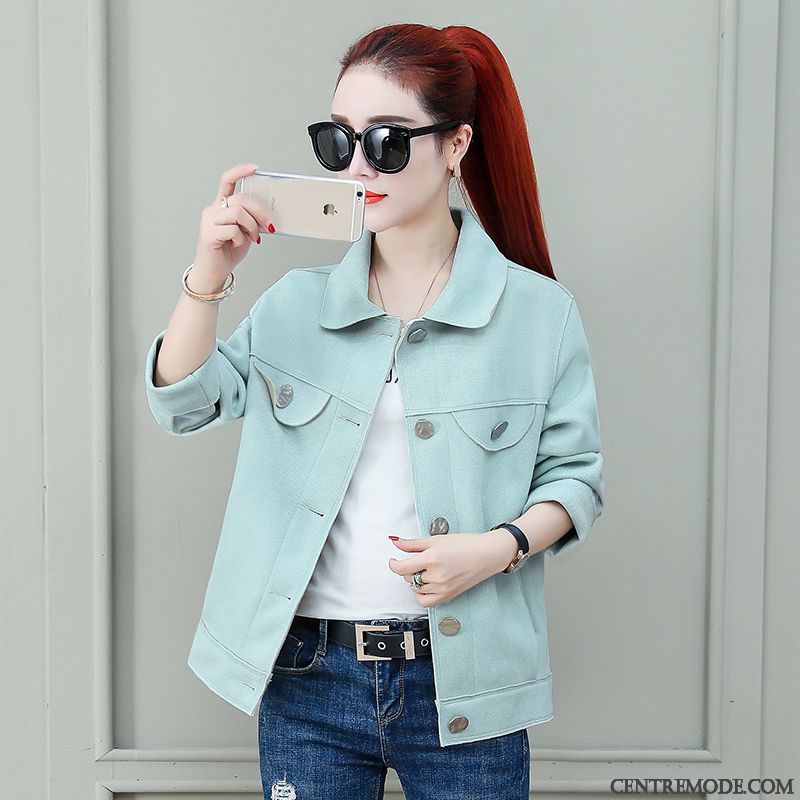 Vestes Femme Décontractée Slim Étudiant Manteau Une Veste Blouson Pure Jaune