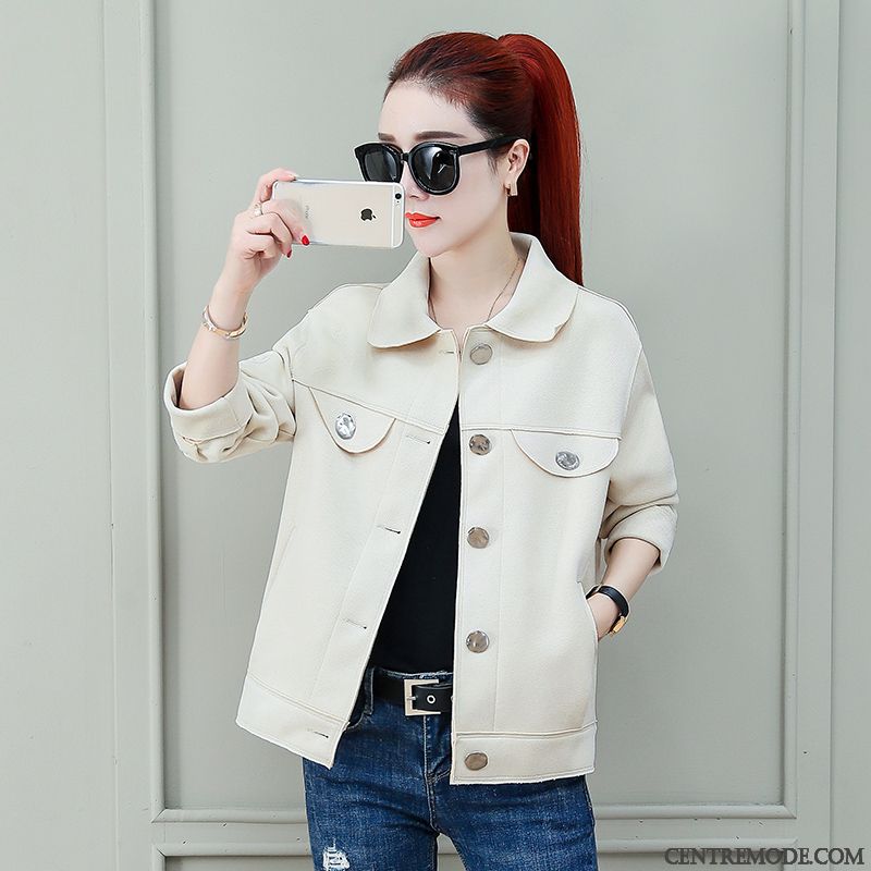 Vestes Femme Décontractée Slim Étudiant Manteau Une Veste Blouson Pure Jaune