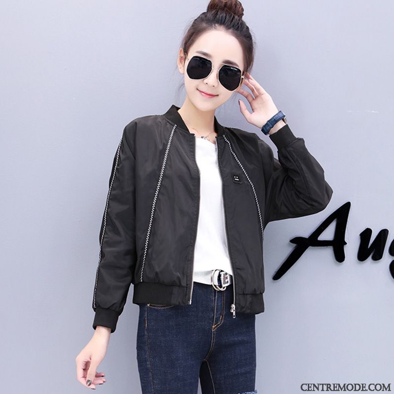 Vestes Femme Manteau Courte Printemps L'automne Décontractée Mince Noir