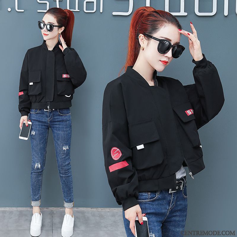 Vestes Femme Manteau Mode Une Veste Baggy Court Vêtements De Baseball Rouge