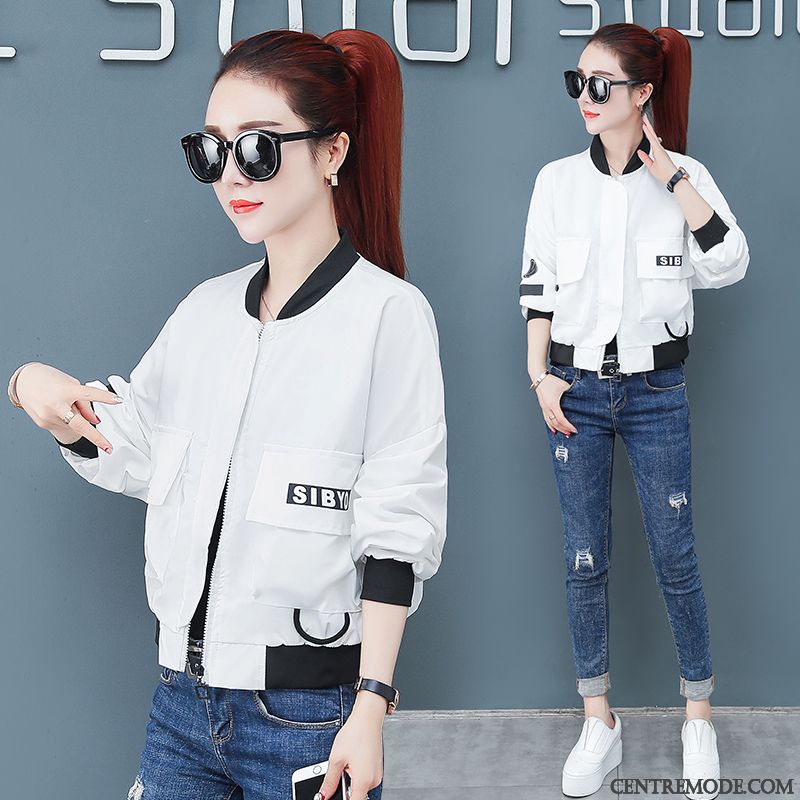 Vestes Femme Manteau Mode Une Veste Baggy Court Vêtements De Baseball Rouge