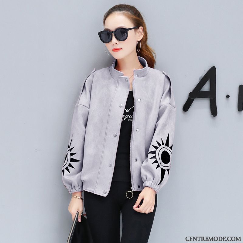 Vestes Femme Tendance Baggy Dame Courte Manteau Une Veste Gris