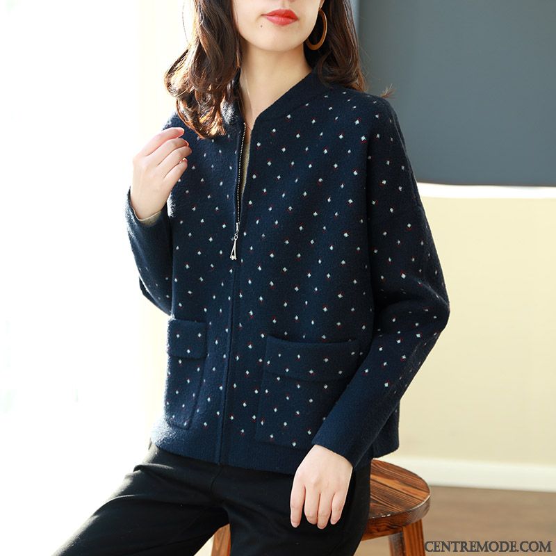 Vestes Femme Une Veste Manteau Printemps Courte Décontractée Baseball-shirt Bleu