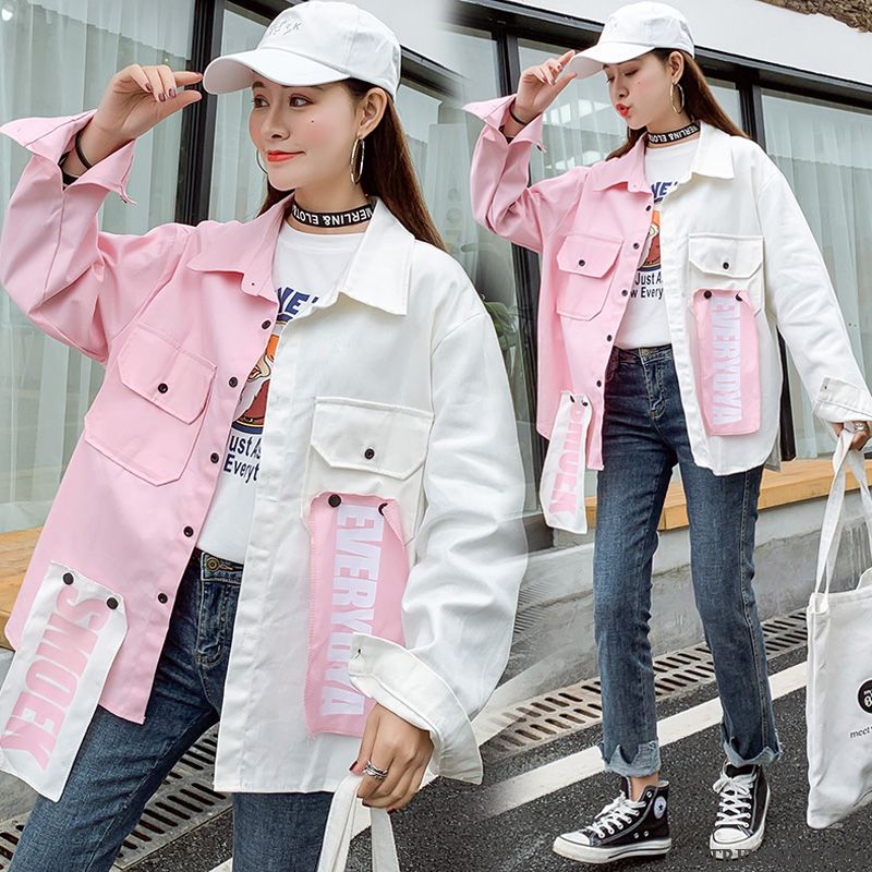 Vestes Femme Vêtements De Baseball Épissure Campus Vent Baggy Asymétrie Étudiant Couleur De Contraste Jaune